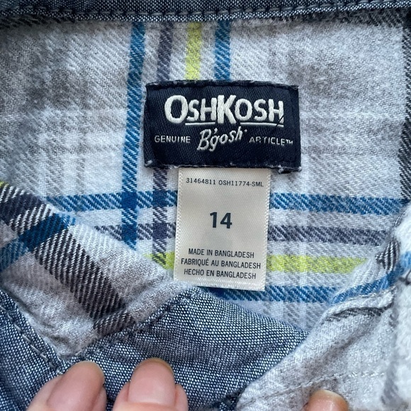 Oshkosh Bgosh Cotton Plaid Button Up Shirt - Picture 4 of 5